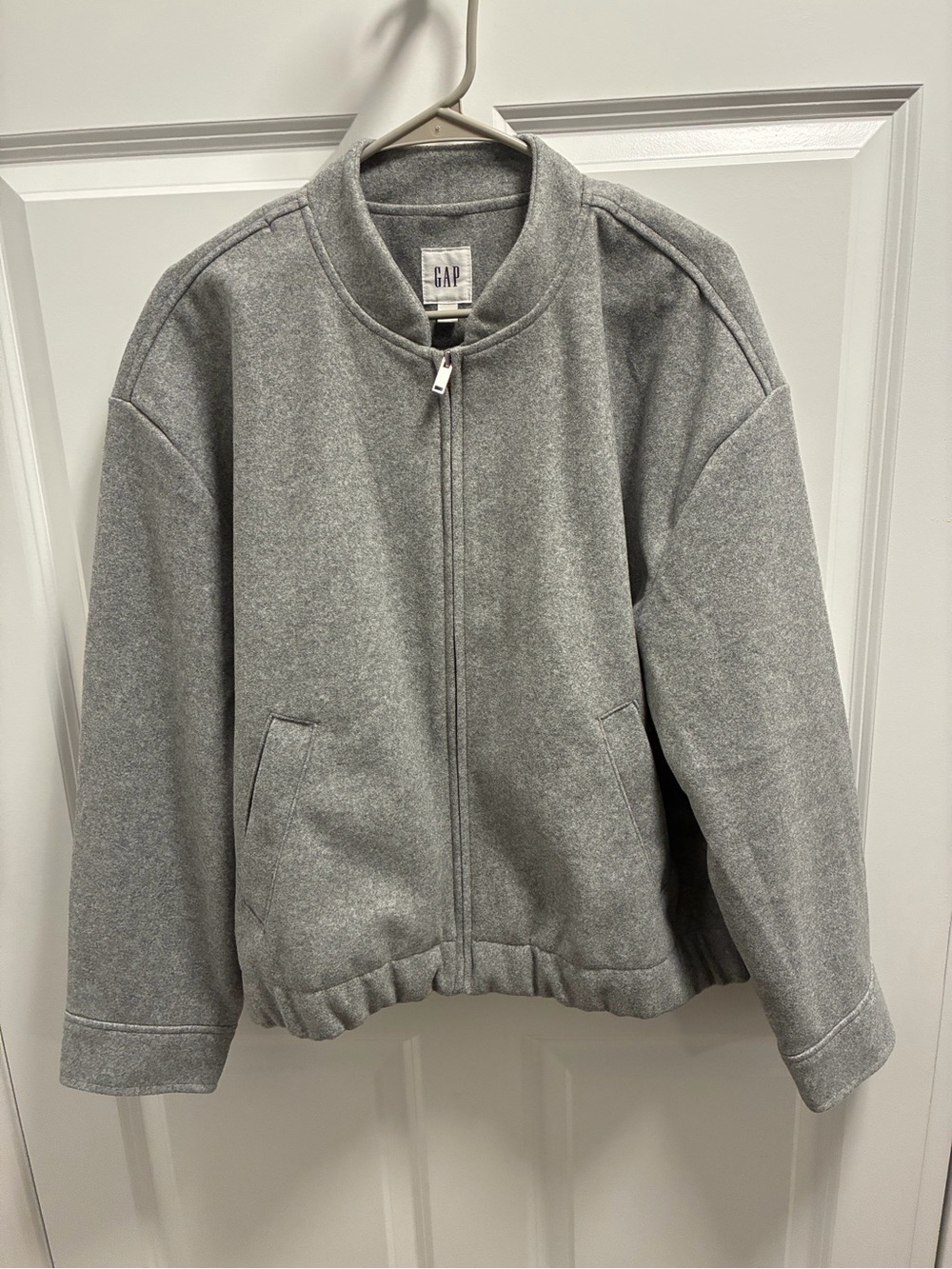 GAP Women's Light Gray Bomber Jacket with Zip